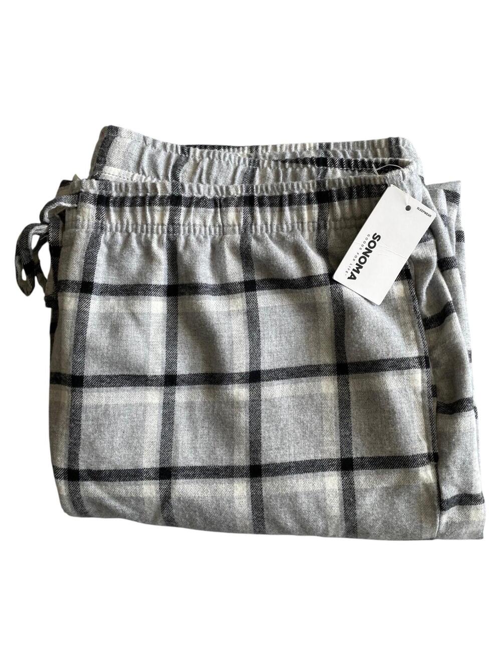 Sonoma Women’s XXL Gray Plaid Flannel Sleep Lounge Pants Cozy NEW WITH TAGS